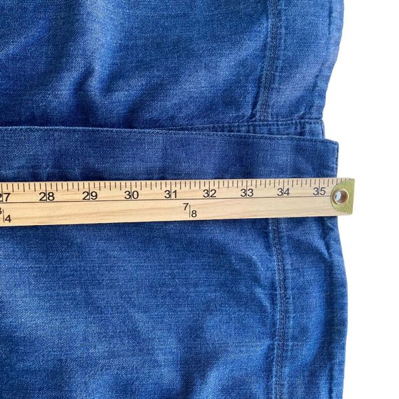 J Jill Denim Clearnight Dress PM Blue Button Round Neck 3/4 Sleeves Loose Fit - Picture 7 of 9